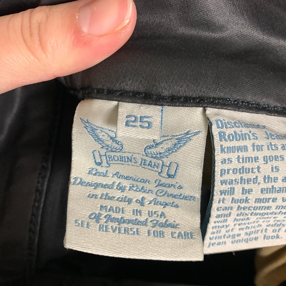 Robin's Jeans Predator Cargo Pants Women's 25 Black Coated‎ Side Striped Sporty - Picture 4 of 14